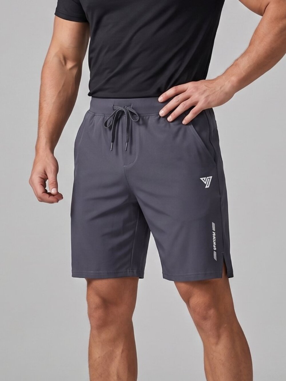 NWT Dark Gray Moisture Wicking Athletic Workout Shorts with Zipper Pockets Small
